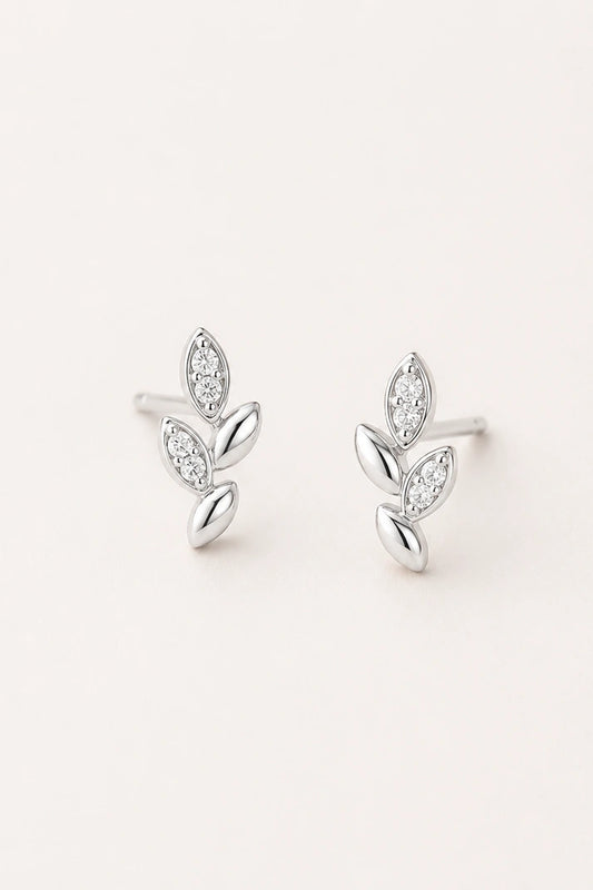Botanical Glow Leaf Studs – 925 Sterling Silver