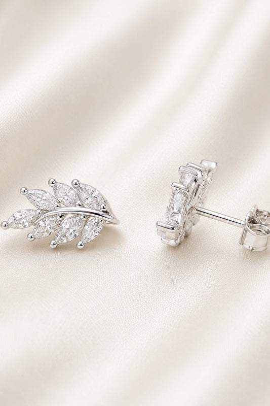 Botanical Leaf Stud Earrings – 925 Sterling Silver
