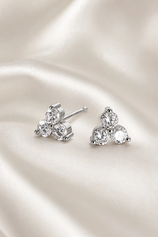 Trio Sparkle Stud Earrings – 925 Sterling Silver