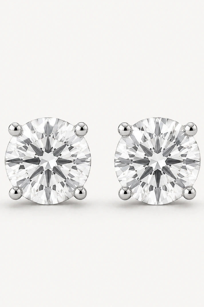 Classic Solitaire Stud Earrings – 925 Sterling Silver