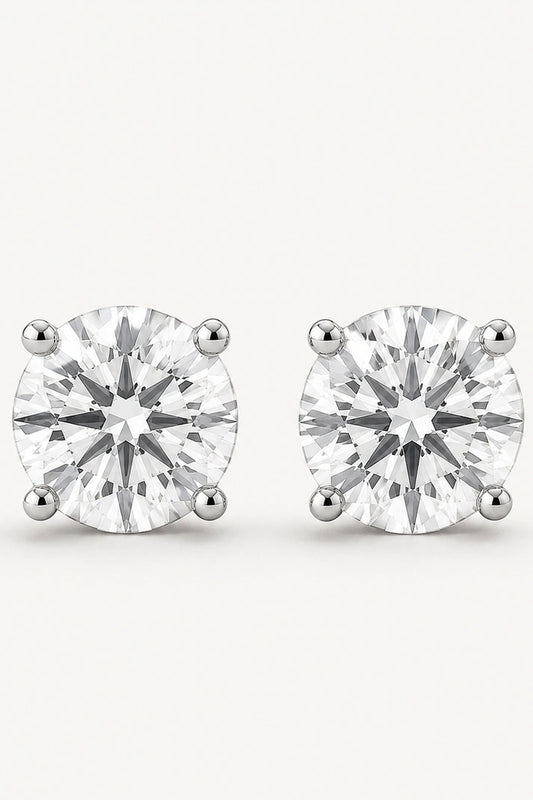 Classic Solitaire Stud Earrings – 925 Sterling Silver
