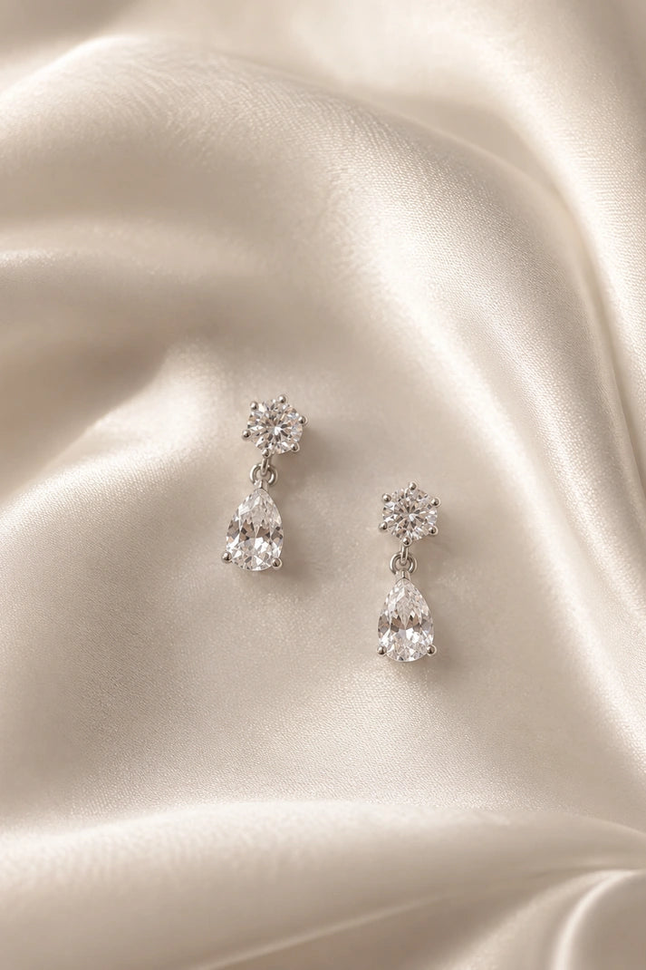 Celeste Teardrop Crystal Earrings – 925 Sterling Silver