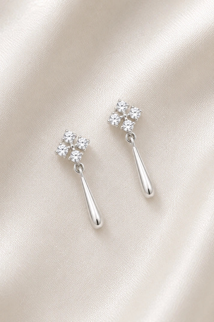 Reeva Teardrop Flower Earrings – 925 Sterling Silver