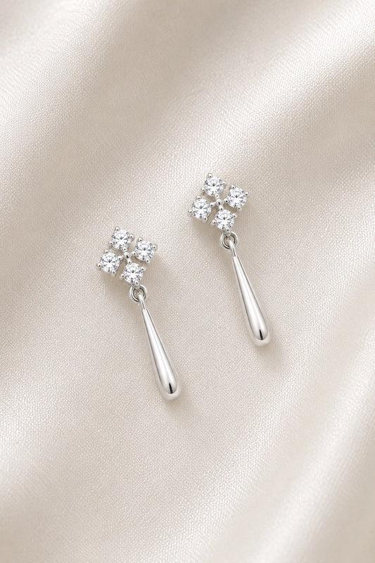 Reeva Teardrop Flower Earrings – 925 Sterling Silver