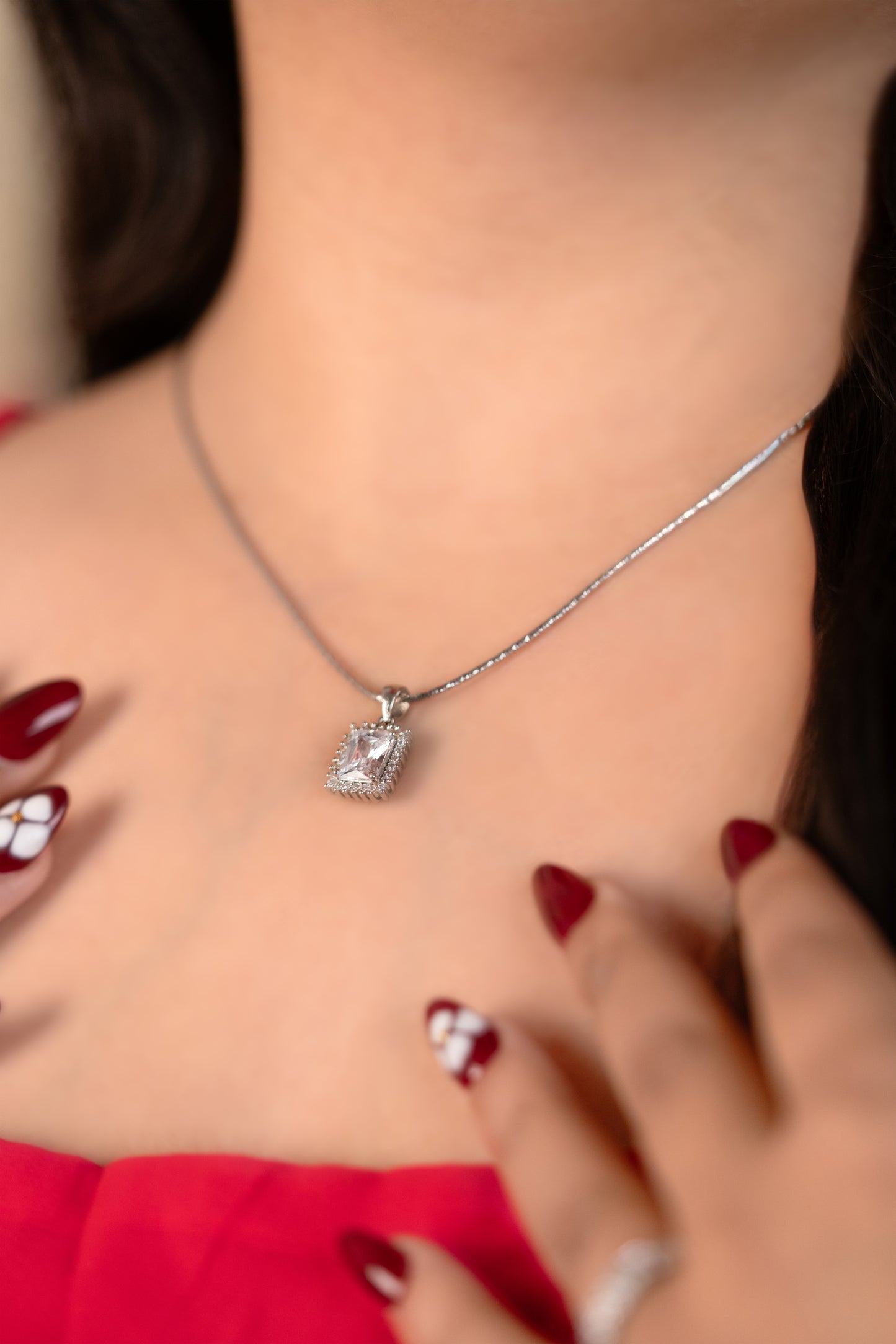 Reeva Star Halo Square Pendant