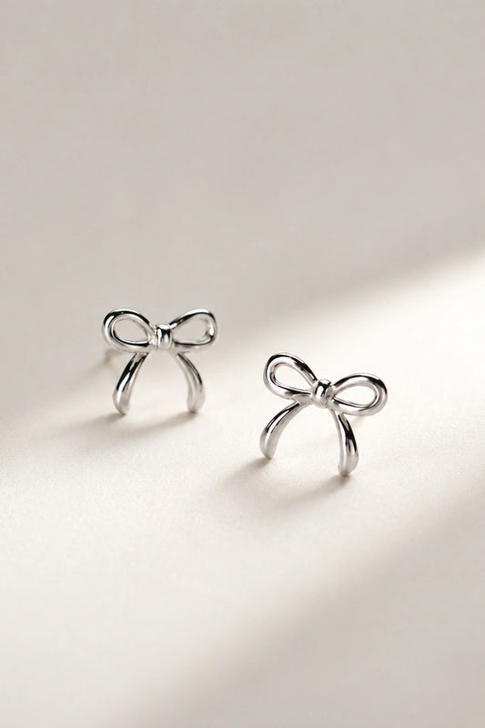 Delicate Bow Stud Earrings – 925 Sterling Silver