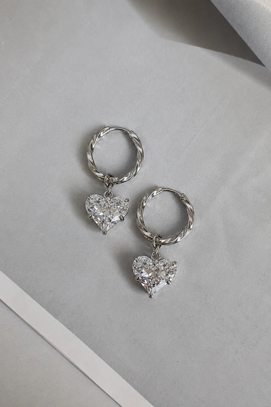 Reeva Heart Charm Hoop Earrings – 925 Sterling Silver
