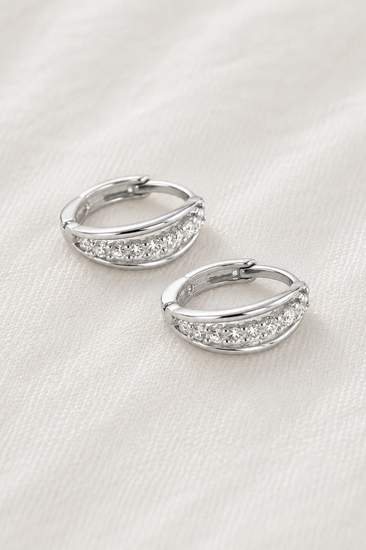 Luminous Pavé Huggie Earrings – 925 Sterling Silver