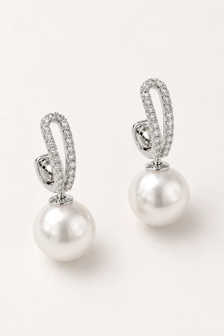Luminous Pearl Hoop Earrings – 925 Sterling Silver