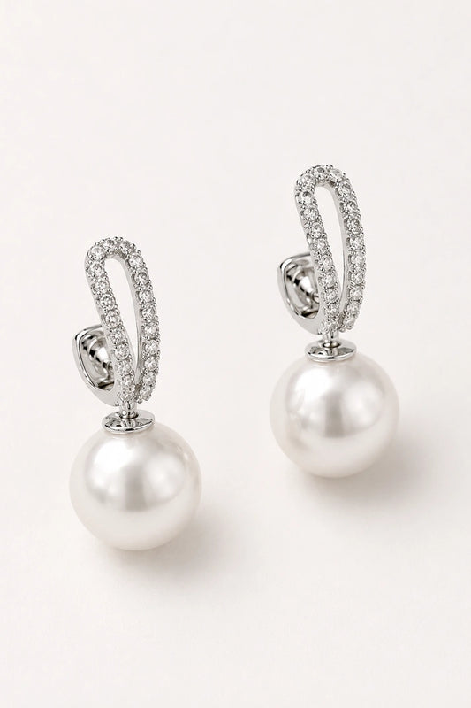 Luminous Pearl Hoop Earrings – 925 Sterling Silver