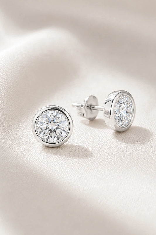 Reeva Bezel Stud Earrings – 925 Sterling Silver