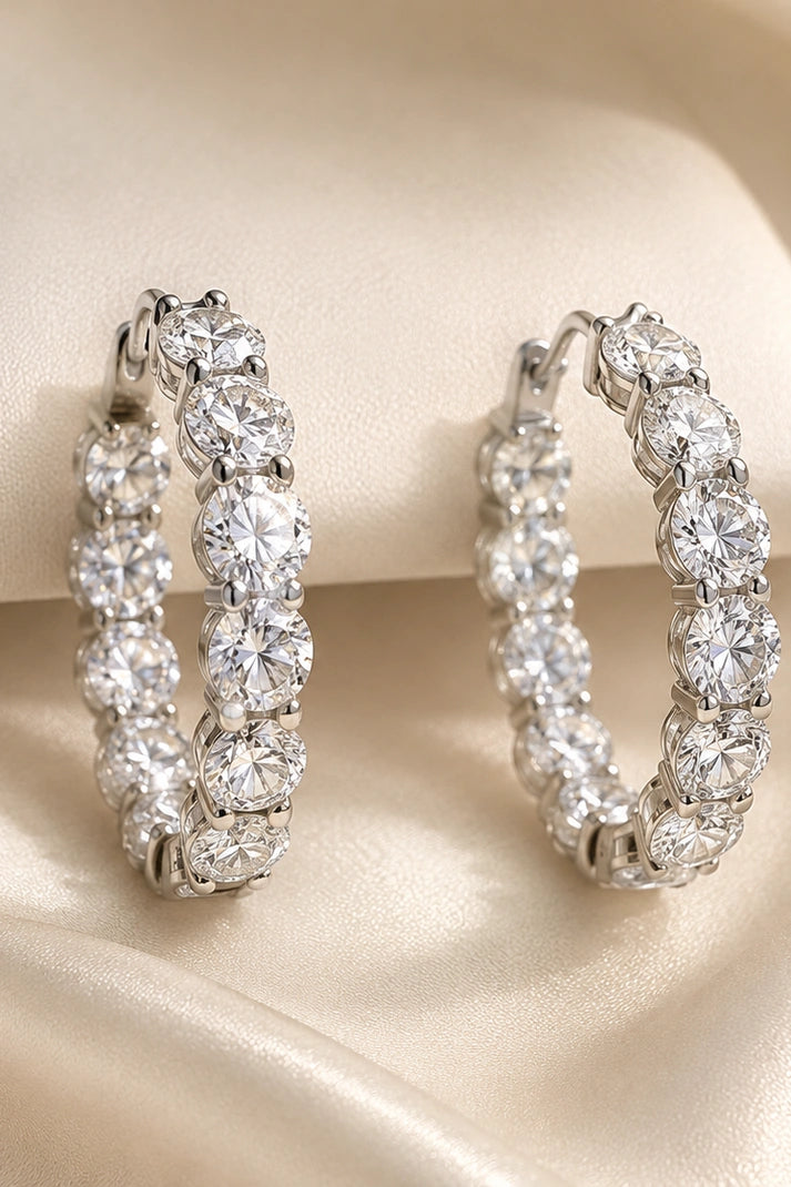 Luna Tennis Hoop Earrings – 925 Sterling Silver