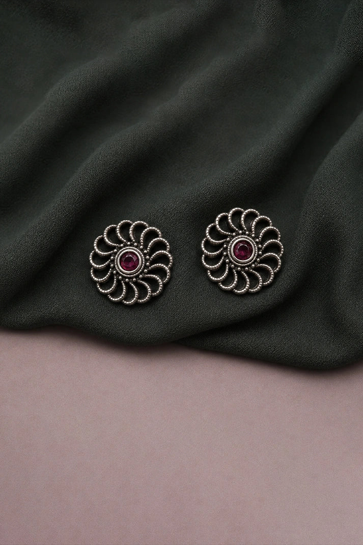 Reeva Ruby Ripple Studs-4g
