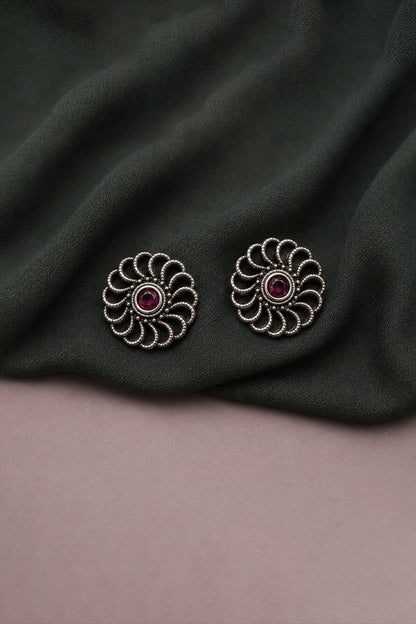 Reeva Ruby Ripple Studs-4g