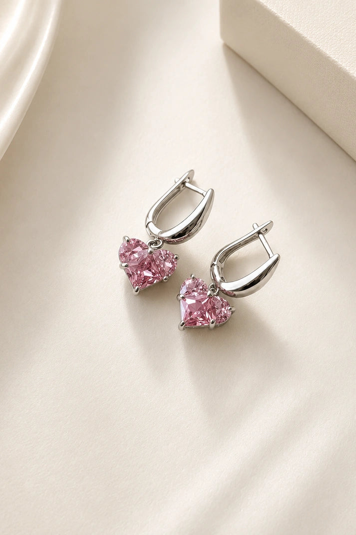 Romantic Heart Drop  Earrings – 925 Sterling Silver