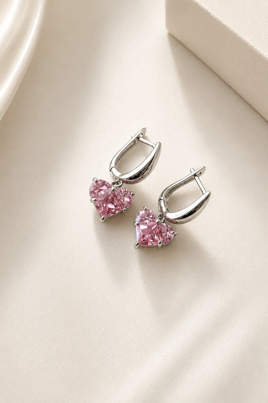 Romantic Heart Drop  Earrings – 925 Sterling Silver