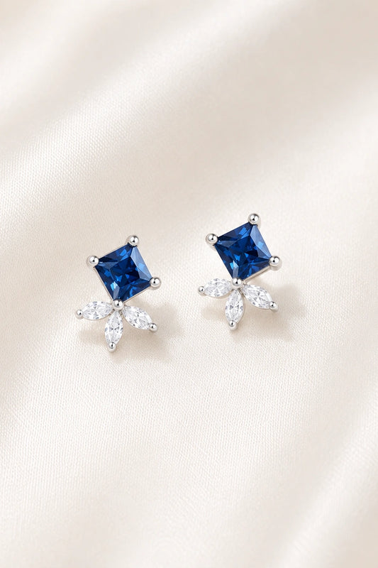 Royal Bloom Sapphire Studs  – 925 Sterling Silver