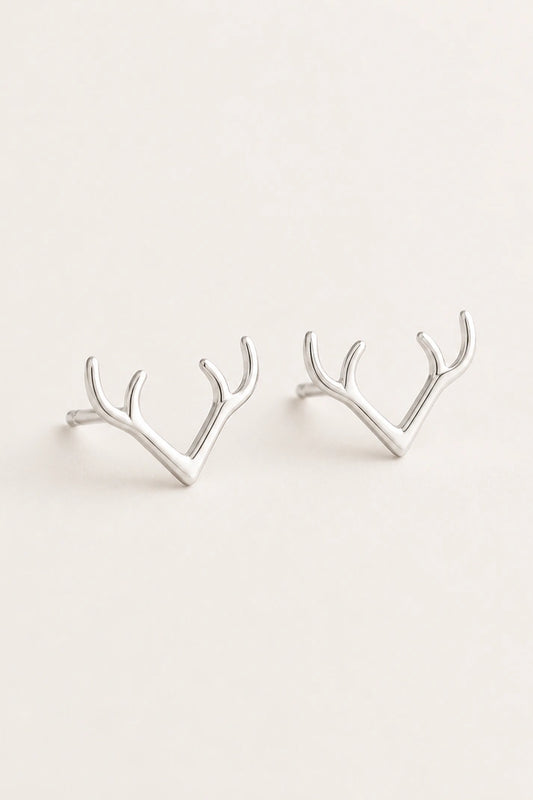 Silver Antler Studs – 925 Sterling Silver