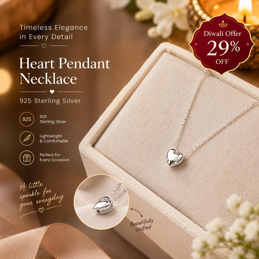 Reeva Timeless Heart Pendant Necklace - 925 Sterling Silver