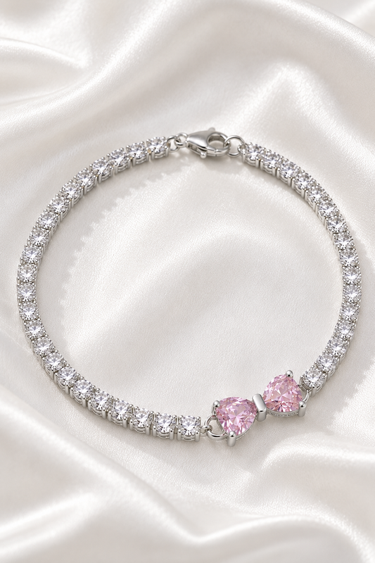 Blush Bow Tennis Bracelet-925 Sterling Silver