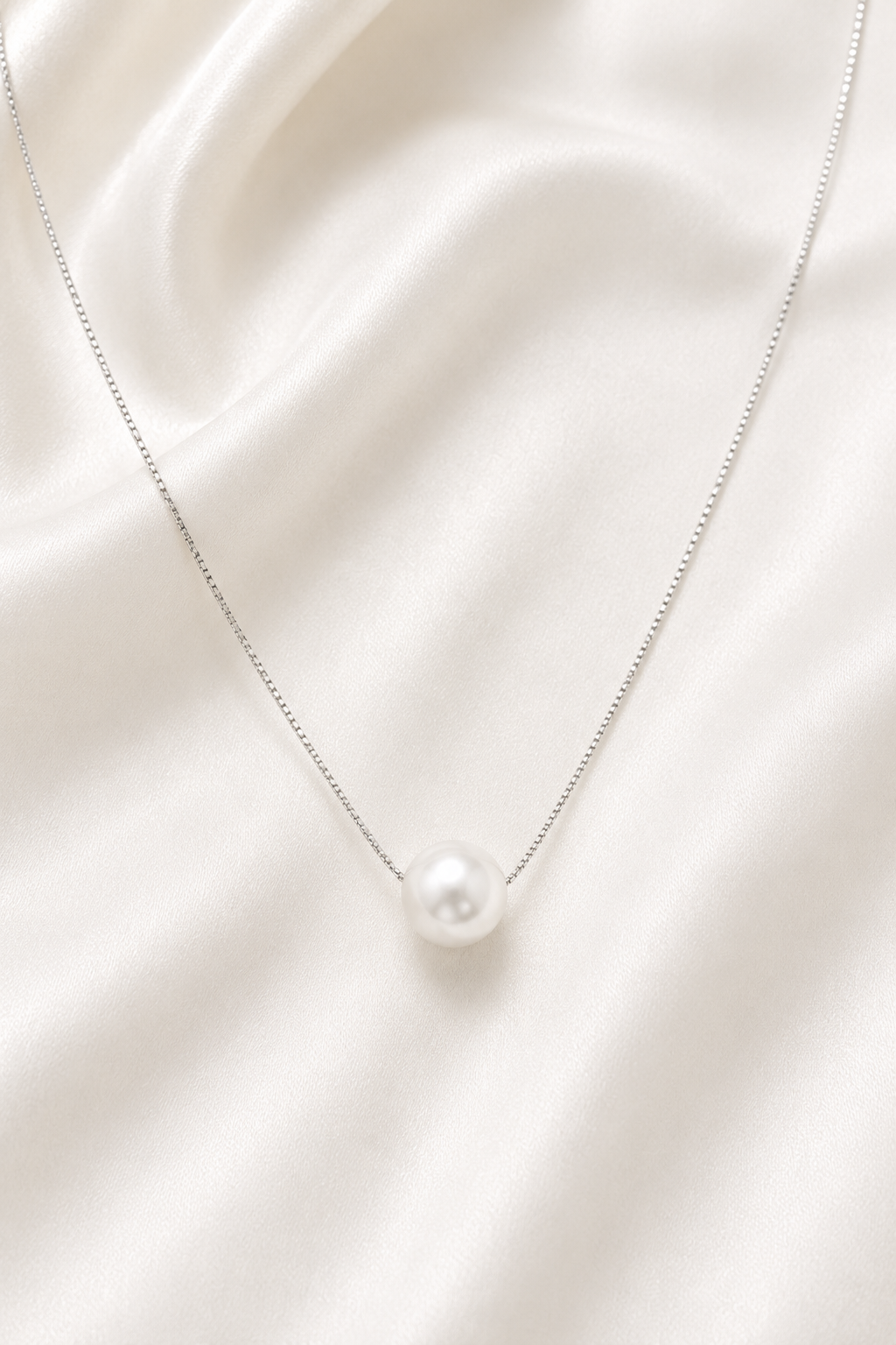 Classic Pearl Solitaire Necklace-925 Sterling Silver