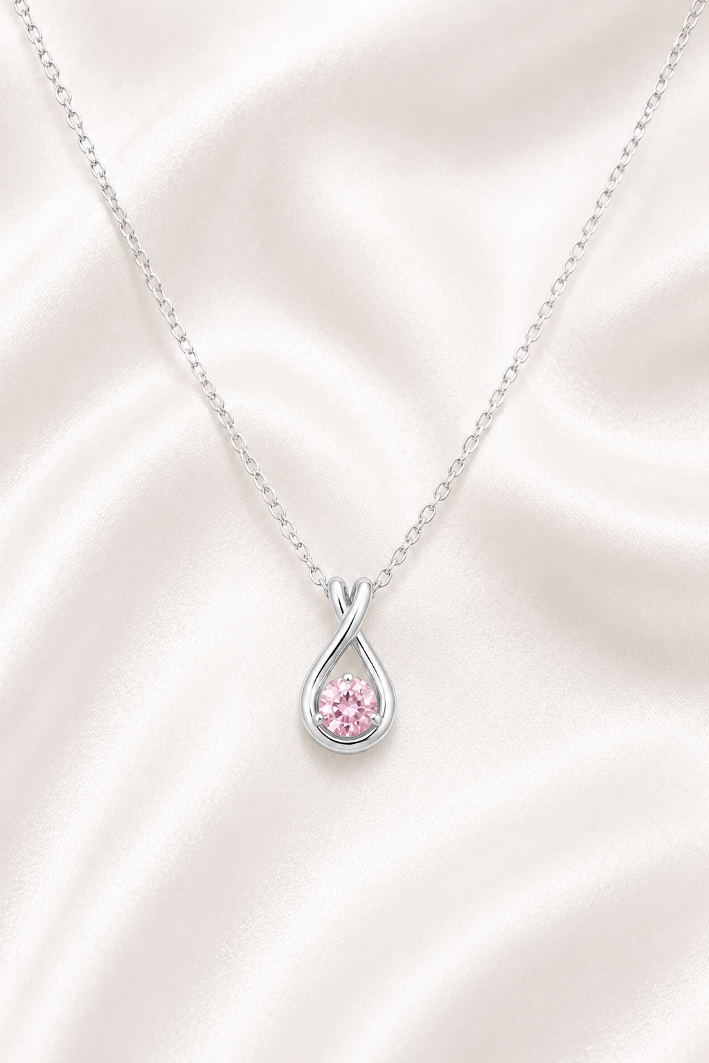 Blush Twist Drop  Necklace – 925 Sterling Silver