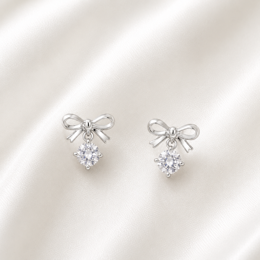 Grace Bow Drop Studs – 925 Sterling Silver
