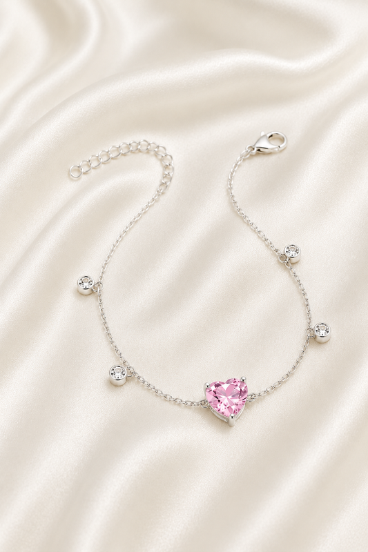 Reeva Blush Heart  Bracelet – 925 Sterling Silver